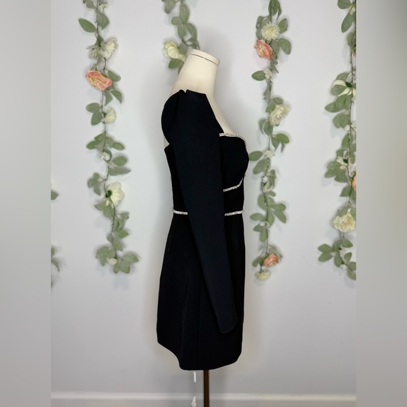 Self-Portrait Black Crepe Diamanté Detail Mini Dress - Picture 9 of 15